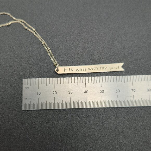22 Inch Sterling Silver It Is Well With My Soul Pendant Necklace A6327 - Picture 5 of 6